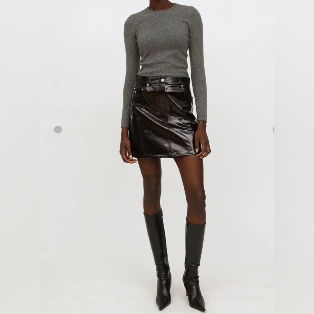 Helmet Lang Leather Skirt